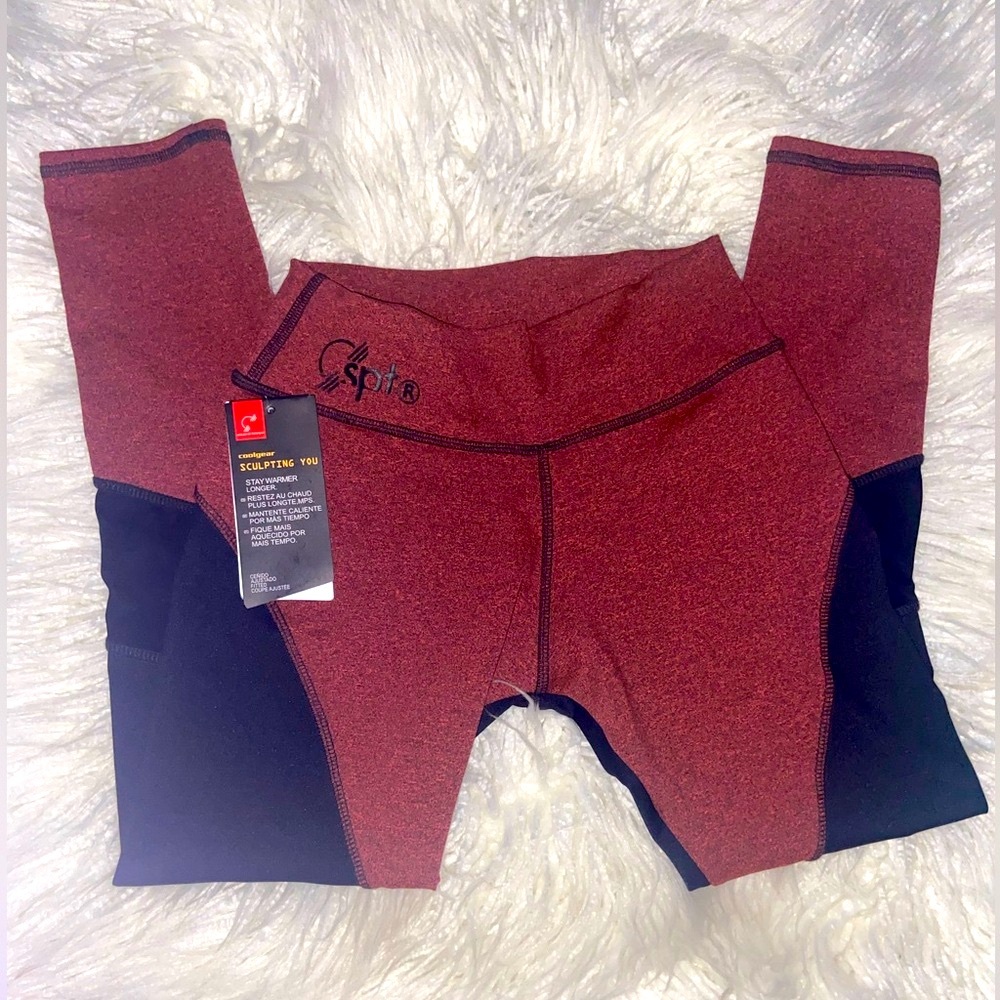 Women's Burgundy and Black Leggings